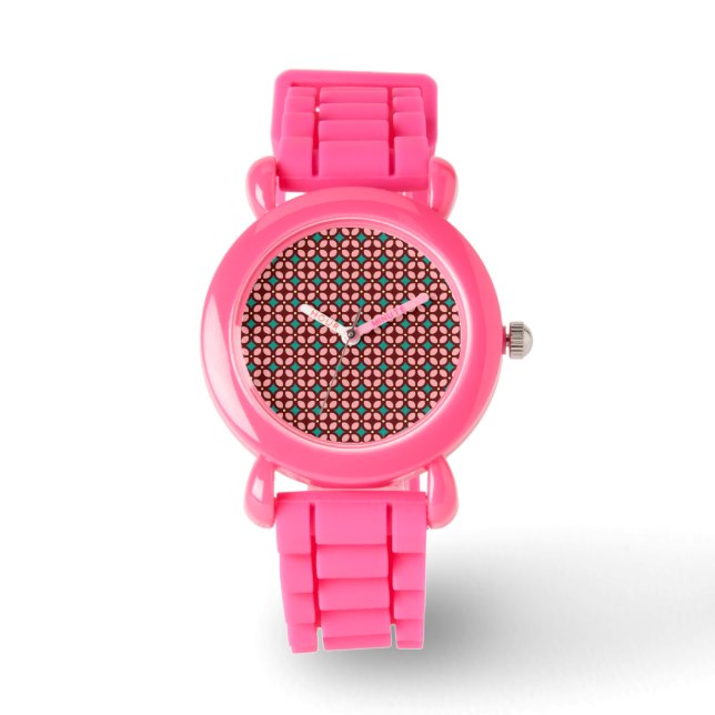 Reloj De Pulsera Patrón rosa marrón (Anverso)