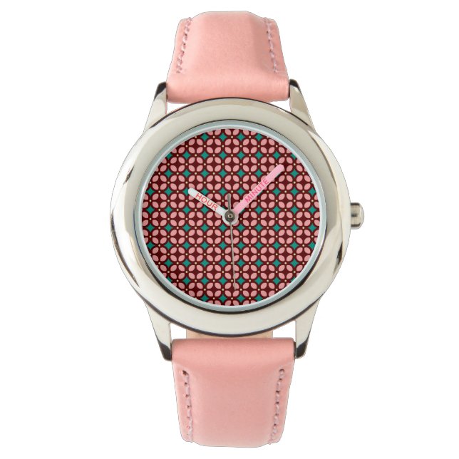Reloj De Pulsera Patrón rosa marrón (Anverso)