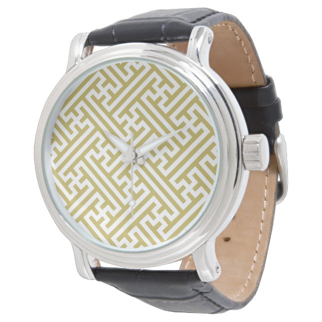 Reloj De Pulsera Patrón Sayagata, japonés, oro y blanco (Angular)