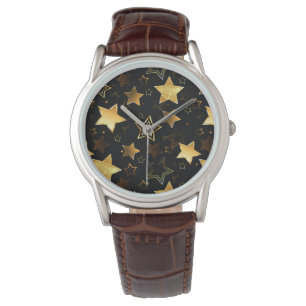 Reloj De Pulsera Patrón sin foco con las estrellas doradas