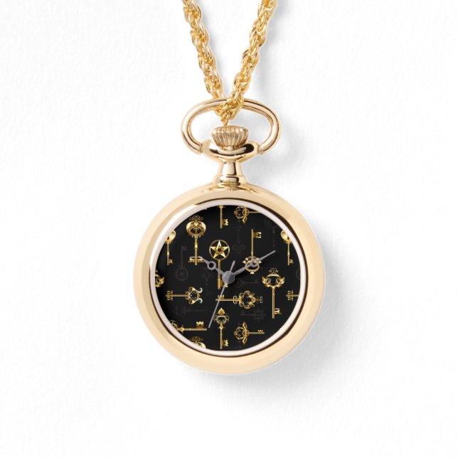 Reloj De Pulsera Patrón sin inconvenientes con las teclas de oro (Anverso)