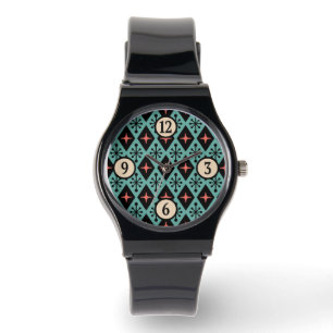 Reloj De Pulsera Patrón Starburst Moderno De Mediados Del Siglo