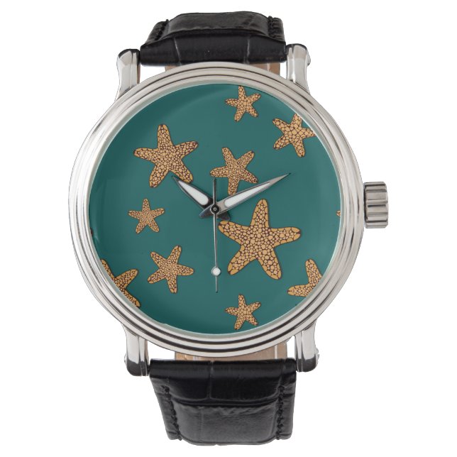 Reloj De Pulsera Patrón Starfish naranja (Anverso)
