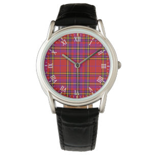 Reloj De Pulsera Patrón tartán swahili rojo plasmado