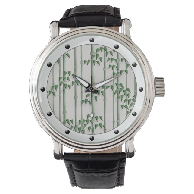 Reloj De Pulsera Patrón tradicional japonés de bambú verde (Anverso)