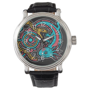 Reloj De Pulsera Patrón tribal azteca axolotl xolotl mitología boho