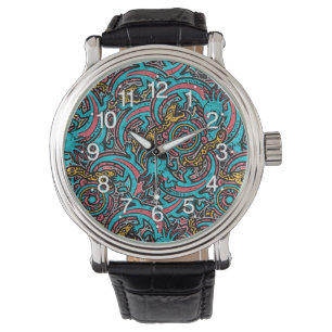 Reloj De Pulsera Patrón tribal azteca axolotl xolotl mitología boho