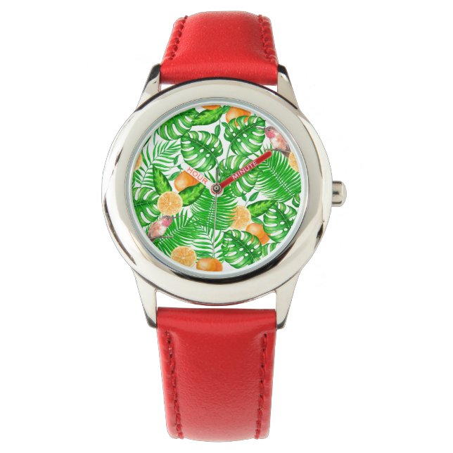 Reloj De Pulsera Patrón tropical, colibríes II (Anverso)