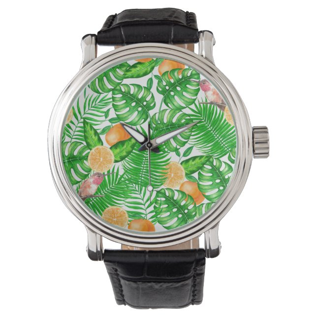 Reloj De Pulsera Patrón tropical, colibríes II (Anverso)