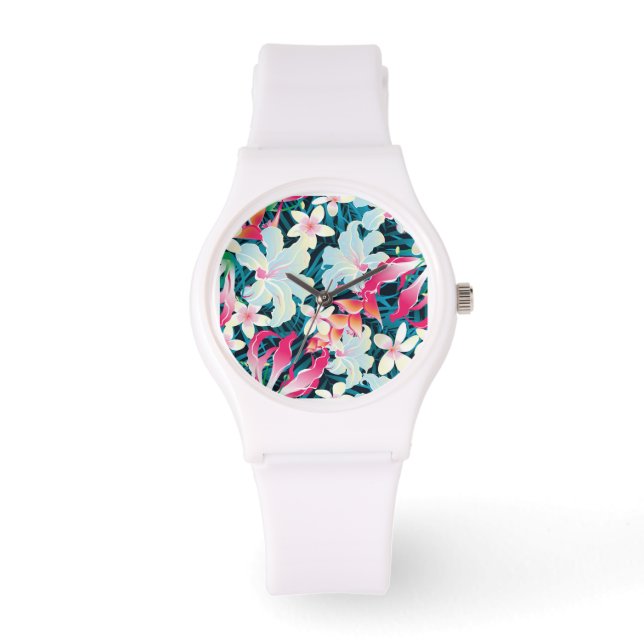 Reloj De Pulsera Patrón tropical colorido (Anverso)