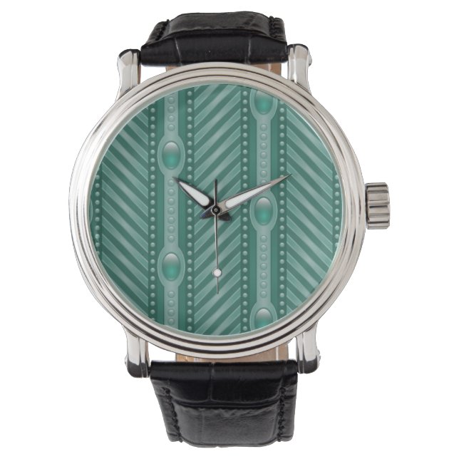 Reloj De Pulsera Patrón Verde azulado ornamental (Anverso)