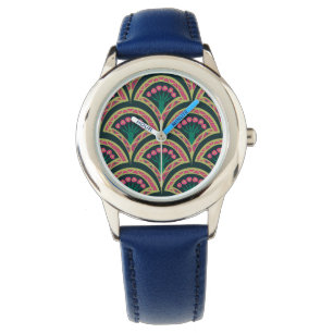 Reloj De Pulsera patrón verde en forma de cáscara