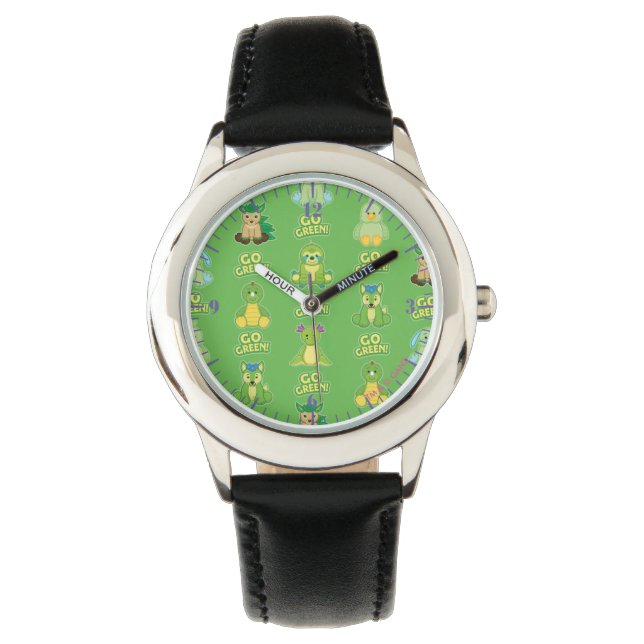 Reloj De Pulsera Patrón verde Webkinz Go (Anverso)