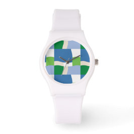 Reloj De Pulsera patrón verde y azul