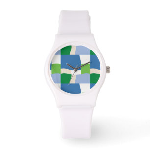 Reloj De Pulsera patrón verde y azul