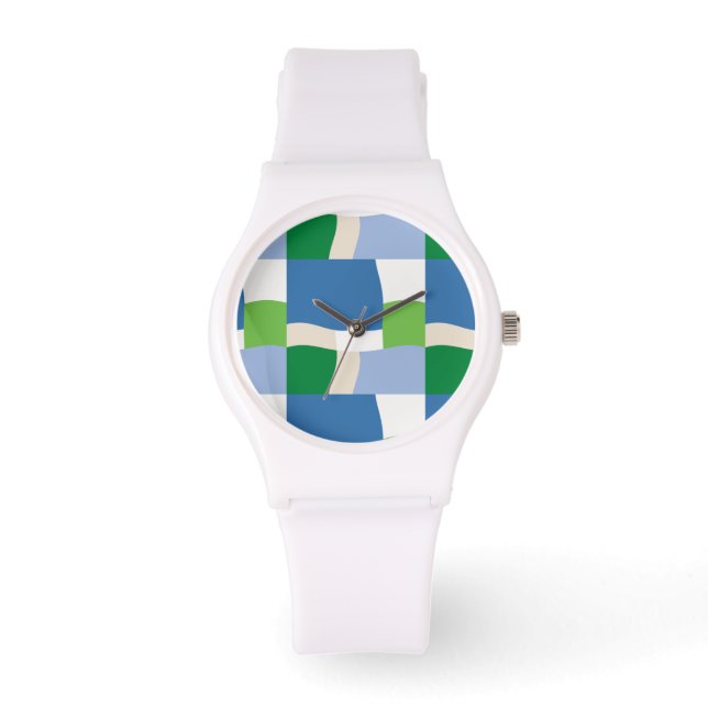 Reloj De Pulsera patrón verde y azul (Anverso)