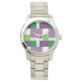 Reloj De Pulsera patrón verde y púrpura