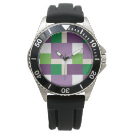Reloj De Pulsera patrón verde y púrpura