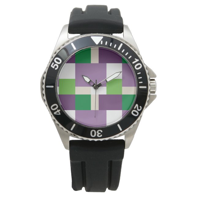 Reloj De Pulsera patrón verde y púrpura (Anverso)