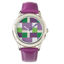 Reloj De Pulsera patrón verde y púrpura