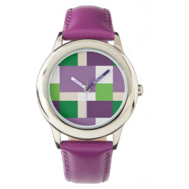 Reloj De Pulsera patrón verde y púrpura