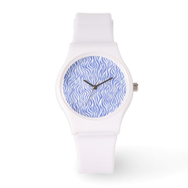Reloj De Pulsera Patrón Zebra de color azul (Anverso)