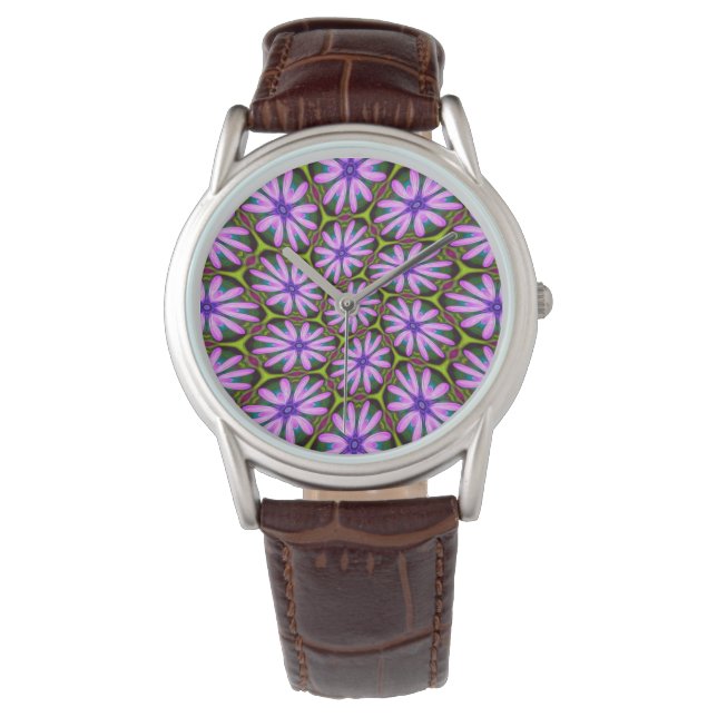 Reloj De Pulsera Patrones margueritas púrpura (Anverso)