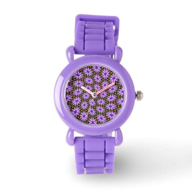 Reloj De Pulsera Patrones margueritas púrpura (Anverso)