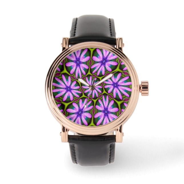 Reloj De Pulsera Patrones margueritas púrpura (Anverso)