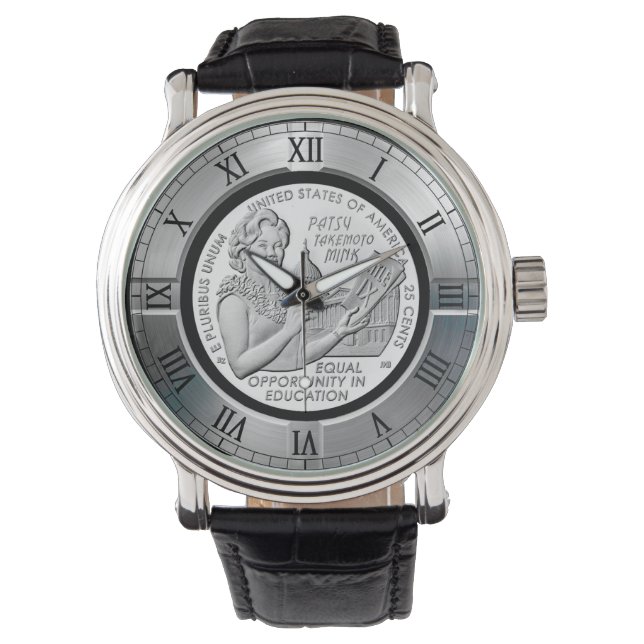 Reloj De Pulsera Patsy Takemoto Mink ~ Hawaii ~ "TITLE IX" (Anverso)