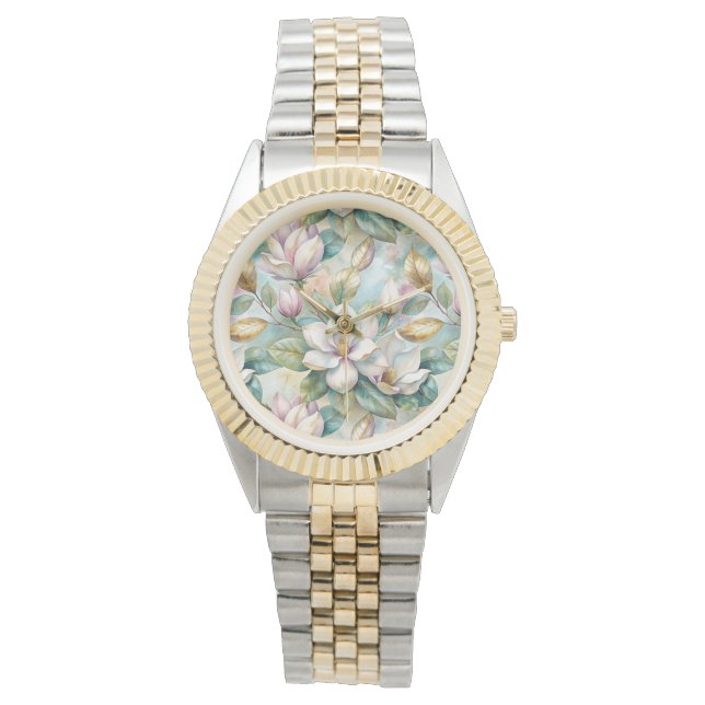 Reloj De Pulsera Pattern Elegant Magnolia Flowers (Anverso)