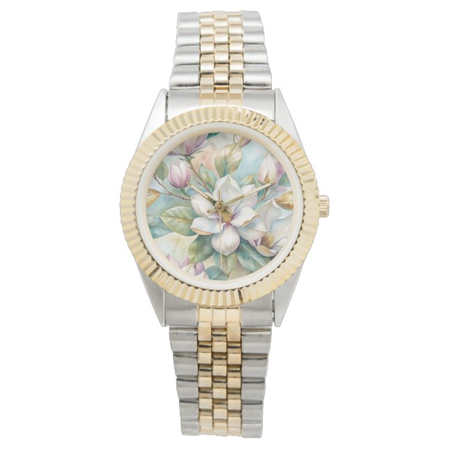 Reloj De Pulsera Pattern Elegant Magnolias (Anverso)