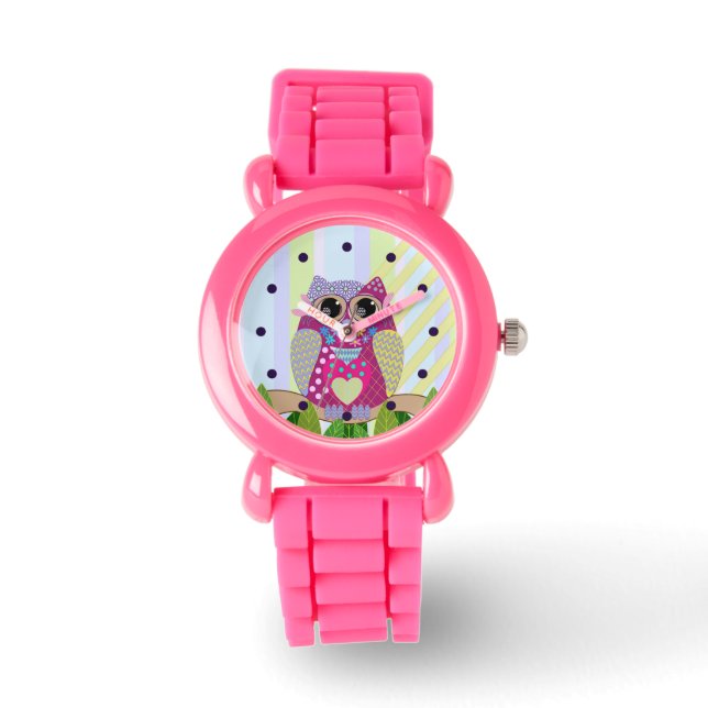 Reloj De Pulsera Patterns Owl & Stripes personalizado Watch (Anverso)