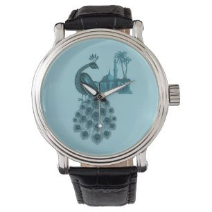 Reloj De Pulsera Pavo real azul romántico