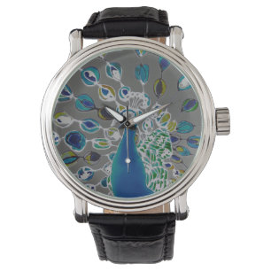 Reloj De Pulsera Pavo real impresionista contemporáneo del © P