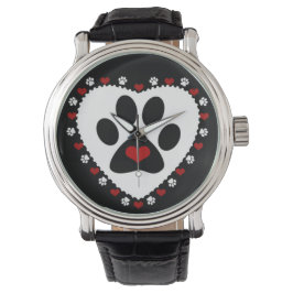 Reloj De Pulsera Paw Print Love Hearts Writs Watch