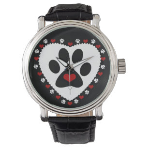 Reloj De Pulsera Paw Print Love Hearts Writs Watch