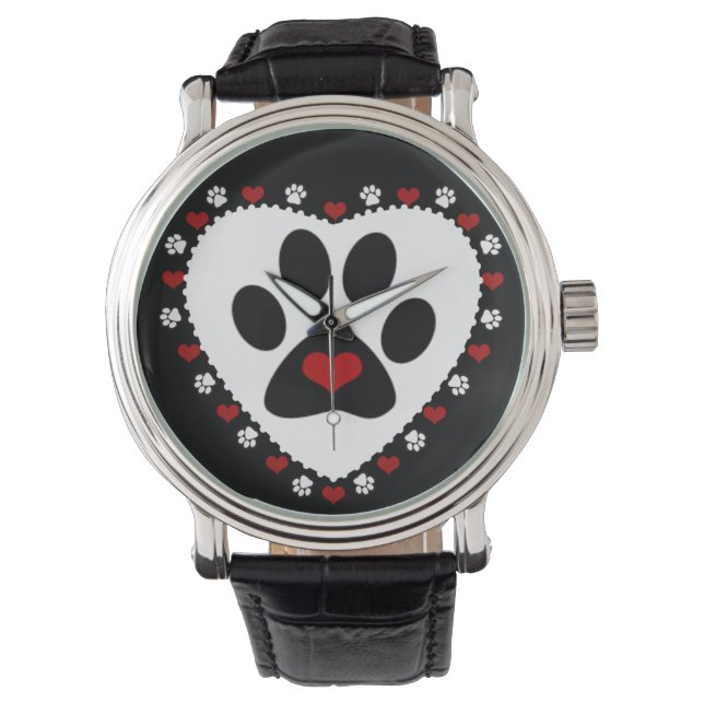 Reloj De Pulsera Paw Print Love Hearts Writs Watch (Anverso)