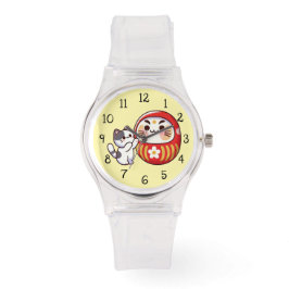 Reloj De Pulsera Paws afortunados y Daruma