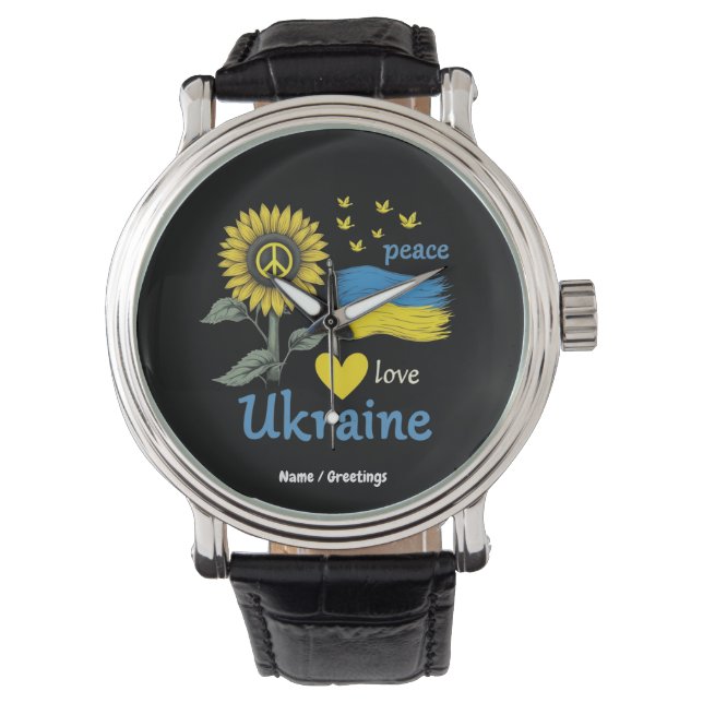 Reloj De Pulsera Paz amor Ucrania bandera del girasol con orgullo (Anverso)