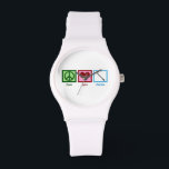 Reloj De Pulsera Peace Love Clarinets<br><div class="desc">Un signo de paz de bonito,  corazón y clarinete hacen un lindo regalo para un músico.</div>