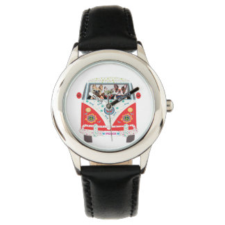Reloj De Pulsera Peace Love Dogs Hippie Van Bulldog francés
