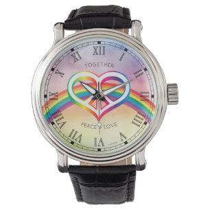 Reloj De Pulsera Peace Love Rainbow