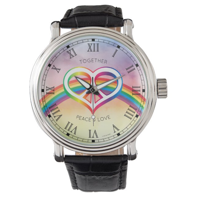 Reloj De Pulsera Peace Love Rainbow (Anverso)