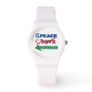 Reloj De Pulsera Peace Love Snowboarding