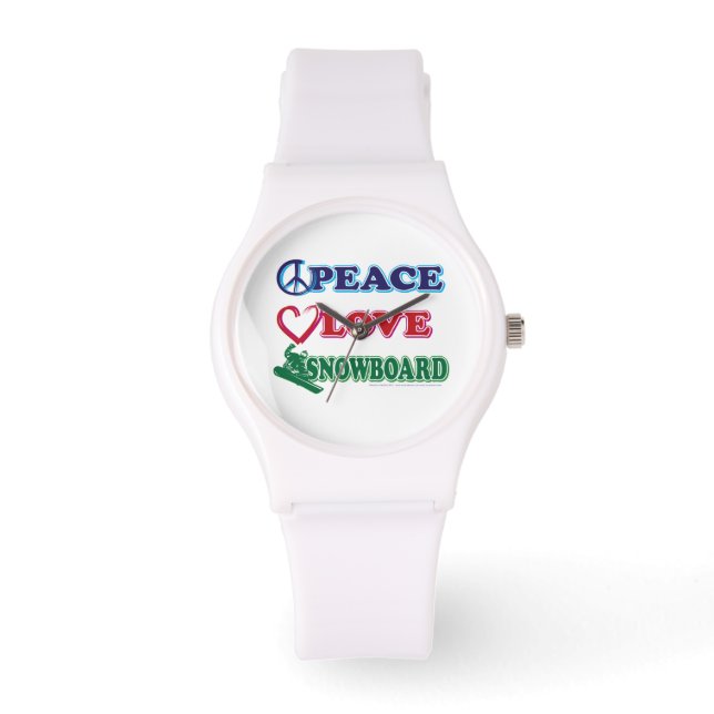 Reloj De Pulsera Peace Love Snowboarding (Anverso)