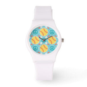 Reloj De Pulsera Peace Love Sofball
