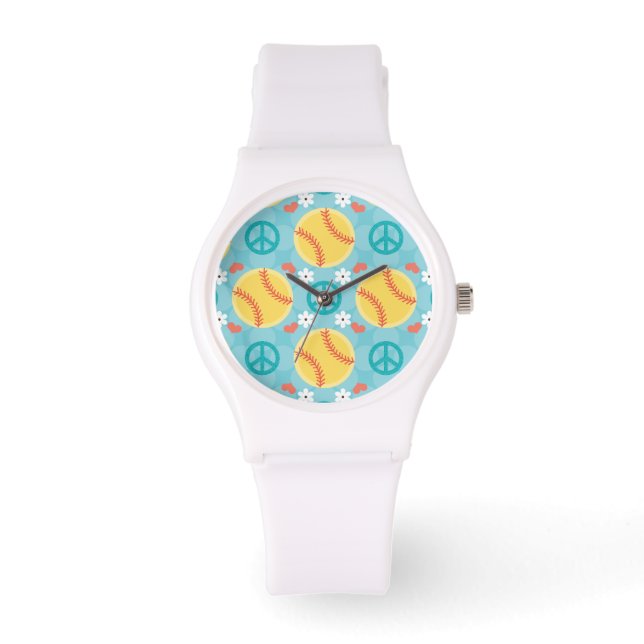 Reloj De Pulsera Peace Love Sofball (Anverso)