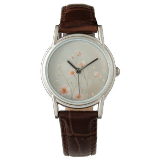 Reloj De Pulsera Peach and Green Floral Bokeh Little Flowers Writs