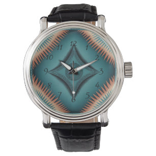Reloj De Pulsera Peach Sunburst de Navajo verde azulado